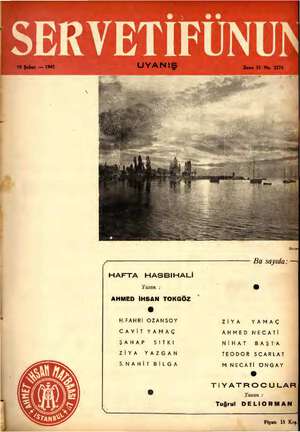 Servetifunun (Uyanış) Dergisi 19 Şubat 1942 kapağı