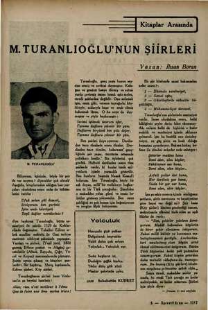  gm İM mmm. | Kitaplar Arasında M.TURANLIOĞLU'NUN ŞİİRLERİ M. TURANLIOĞLU Biliyorum, içinizde, böyle bir şair de var mıymış ?