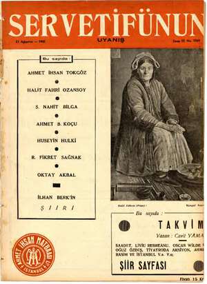 Servetifunun (Uyanış) Dergisi 13 Ağustos 1942 kapağı