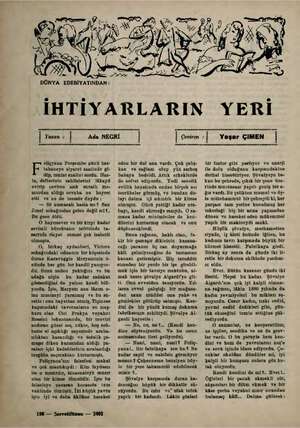  053) — DÜNYA EDEBİYATINDAN : İHTİYARLARIN YERİ ; İ Yazan: ; Ada NEGRİ Çeviren sessassr sevssses . . İ o Yaşar ÇIMEN eliçyana