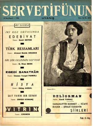 Servetifunun (Uyanış) Dergisi 19 Kasım 1942 kapağı
