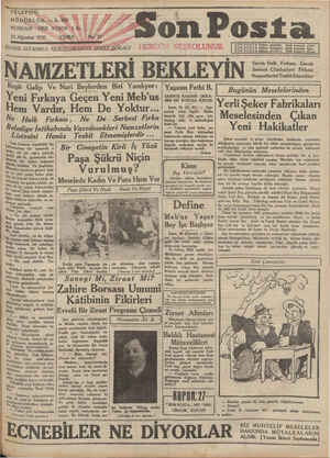 Son Posta Gazetesi 22 Ağustos 1930 kapağı