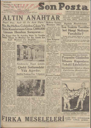 Son Posta Gazetesi 26 Ağustos 1930 kapağı