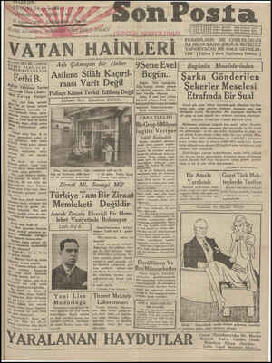 Son Posta Gazetesi 27 Ağustos 1930 kapağı