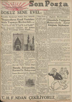 Son Posta Gazetesi 31 Ağustos 1930 kapağı