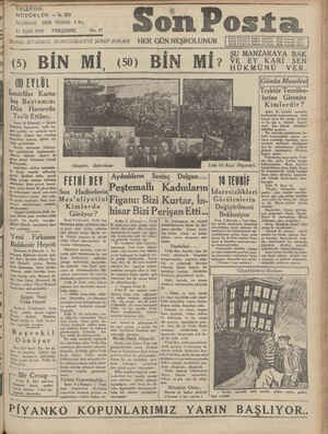 Son Posta Gazetesi 11 Eylül 1930 kapağı