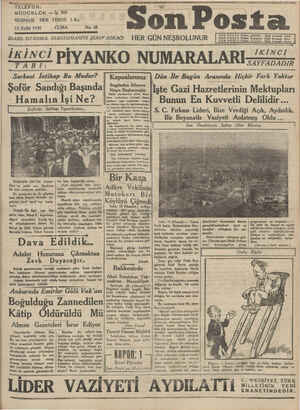 Son Posta Gazetesi 12 Eylül 1930 kapağı