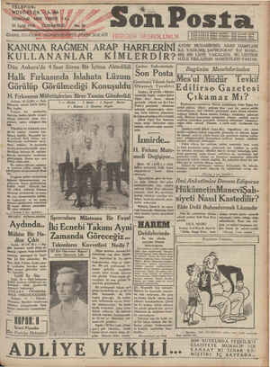 Son Posta Gazetesi 20 Eylül 1930 kapağı