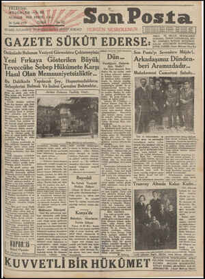 Son Posta Gazetesi 26 Eylül 1930 kapağı