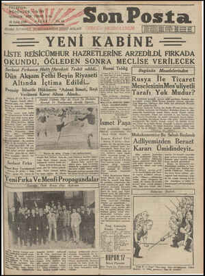 Son Posta Gazetesi 28 Eylül 1930 kapağı