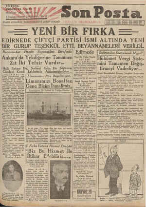 Son Posta Gazetesi 1 Ekim 1930 kapağı