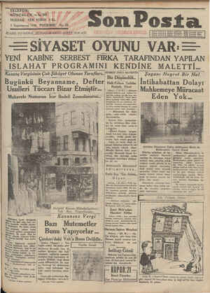Son Posta Gazetesi 2 Ekim 1930 kapağı
