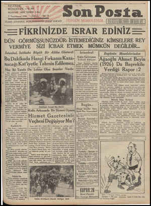 Son Posta Gazetesi 7 Ekim 1930 kapağı
