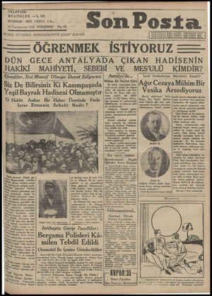 Son Posta Gazetesi October 16, 1930 kapağı