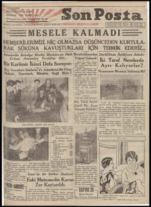 Son Posta Gazetesi 20 Ekim 1930 kapağı