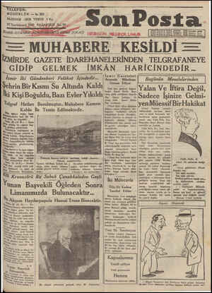 Son Posta Gazetesi 27 Ekim 1930 kapağı