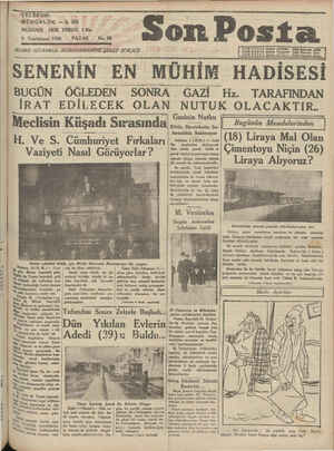 Son Posta Gazetesi 2 Kasım 1930 kapağı