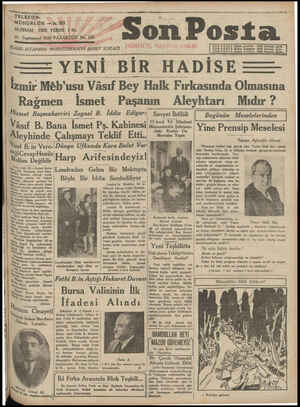 Son Posta Gazetesi 10 Kasım 1930 kapağı