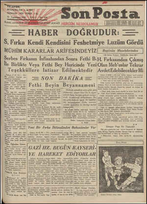 Son Posta Gazetesi 18 Kasım 1930 kapağı