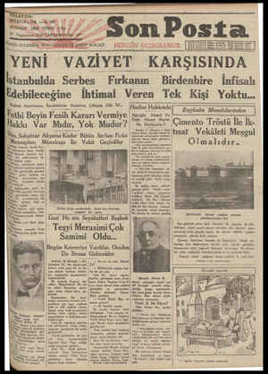 Son Posta Gazetesi 19 Kasım 1930 kapağı