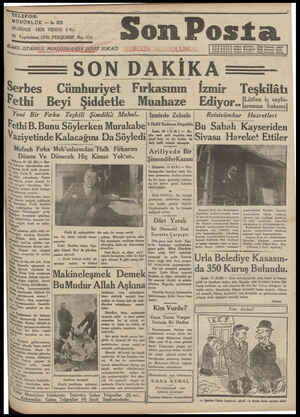 Son Posta Gazetesi 20 Kasım 1930 kapağı