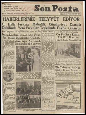 Son Posta Gazetesi 21 Kasım 1930 kapağı