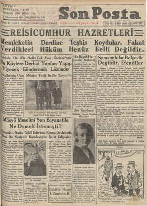 Son Posta Gazetesi December 3, 1930 kapağı