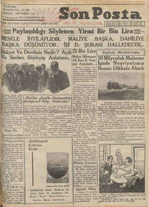 Son Posta Gazetesi December 8, 1930 kapağı