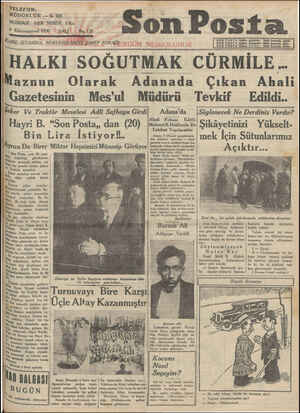 Son Posta Gazetesi December 9, 1930 kapağı