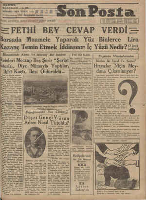 Son Posta Gazetesi December 25, 1930 kapağı