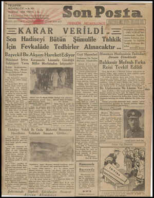 Son Posta Gazetesi December 29, 1930 kapağı