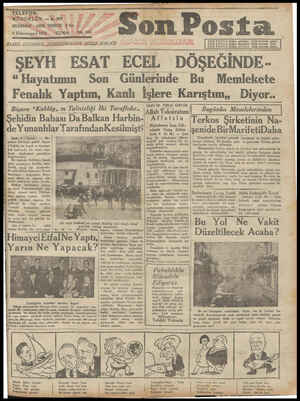 Son Posta Gazetesi January 9, 1931 kapağı