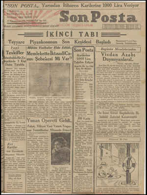 Son Posta Gazetesi January 12, 1931 kapağı