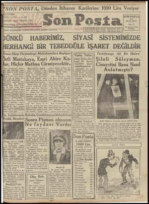 Son Posta Gazetesi January 14, 1931 kapağı