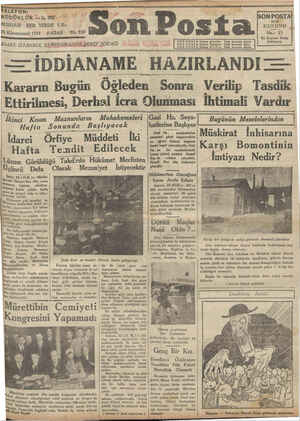 Son Posta Gazetesi January 25, 1931 kapağı