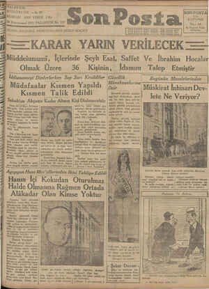 Son Posta Gazetesi January 26, 1931 kapağı
