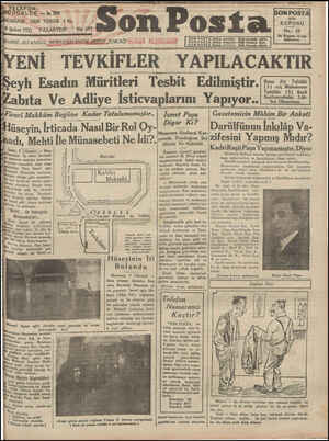 Son Posta Gazetesi 9 Şubat 1931 kapağı