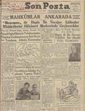Son Posta Gazetesi 10 Şubat 1931 kapağı