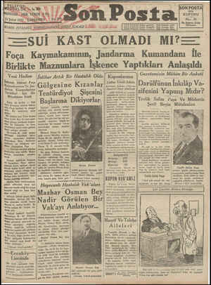 Son Posta Gazetesi 11 Şubat 1931 kapağı