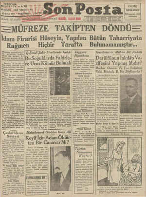 Son Posta Gazetesi 12 Şubat 1931 kapağı