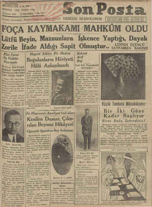 Son Posta Gazetesi 25 Şubat 1931 kapağı