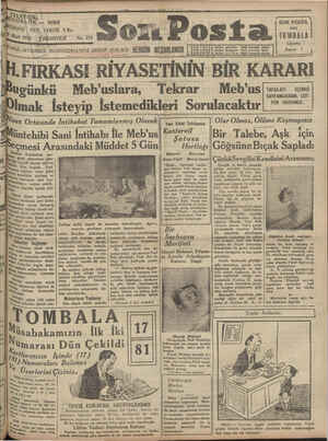 Son Posta Gazetesi 9 Mart 1931 kapağı