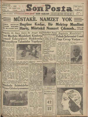 Son Posta Gazetesi 15 Mart 1931 kapağı