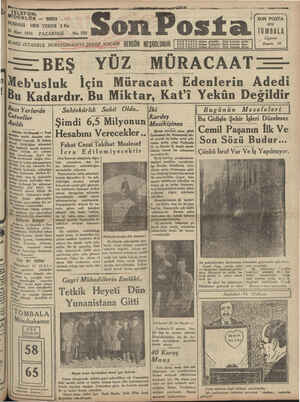 Son Posta Gazetesi 16 Mart 1931 kapağı