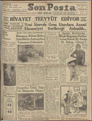 Son Posta Gazetesi 18 Mart 1931 kapağı