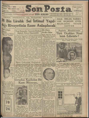 Son Posta Gazetesi 20 Mart 1931 kapağı