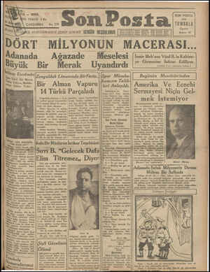 Son Posta Gazetesi 25 Mart 1931 kapağı