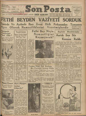 Son Posta Gazetesi 18 Nisan 1931 kapağı