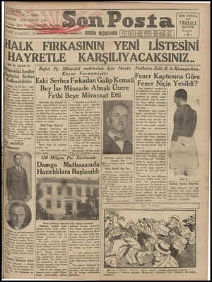 Son Posta Gazetesi 20 Nisan 1931 kapağı