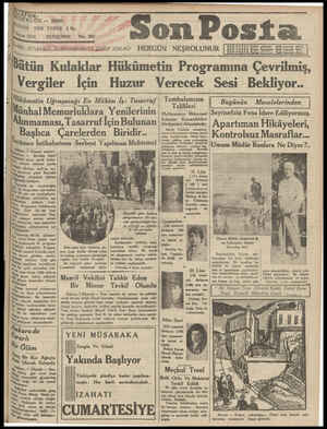 Son Posta Gazetesi 8 Mayıs 1931 kapağı